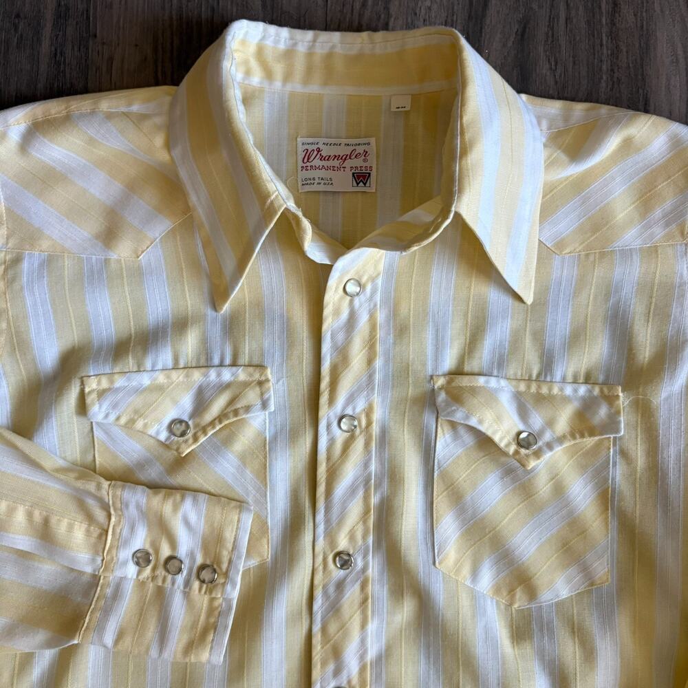 Vintage 1970s Wrangler Pearl Snap Western Cowboy Shirt USA Striped Men's Size M